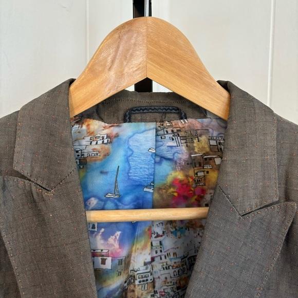 Robert Graham Other - Robert Graham Brown Cotton Linen Blend Peak Collar Sport Coat Men 43R *NOTE